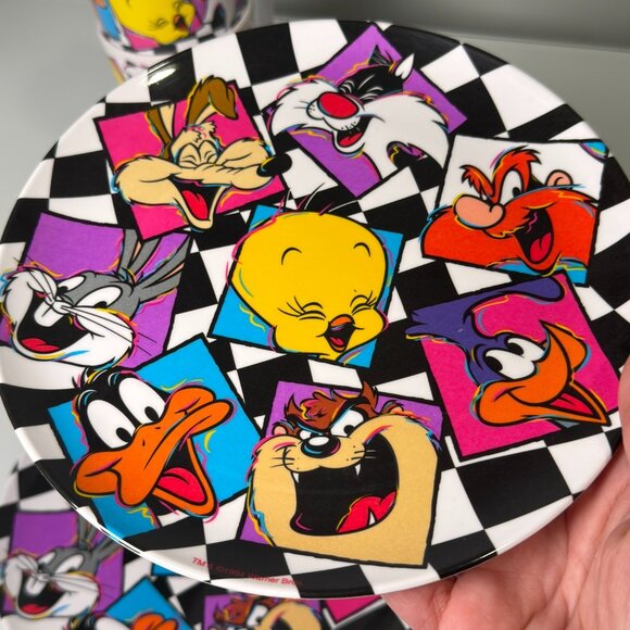 Vintage Looney Tunes 1994 Zak Designs Plates Bowls Cups Tweety Taz Daffy Bugs - Picture 13 of 16